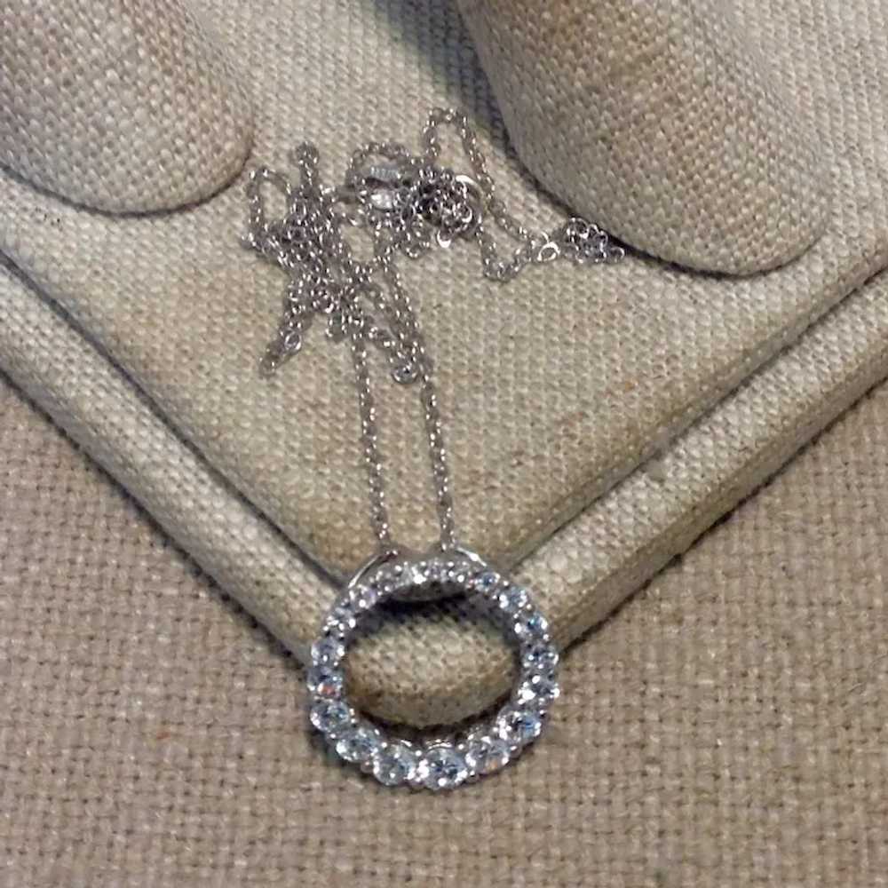 Sterling Silver Faux Diamond Pendant Necklace - image 3