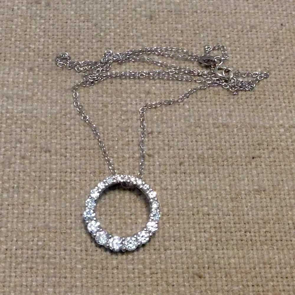 Sterling Silver Faux Diamond Pendant Necklace - image 5