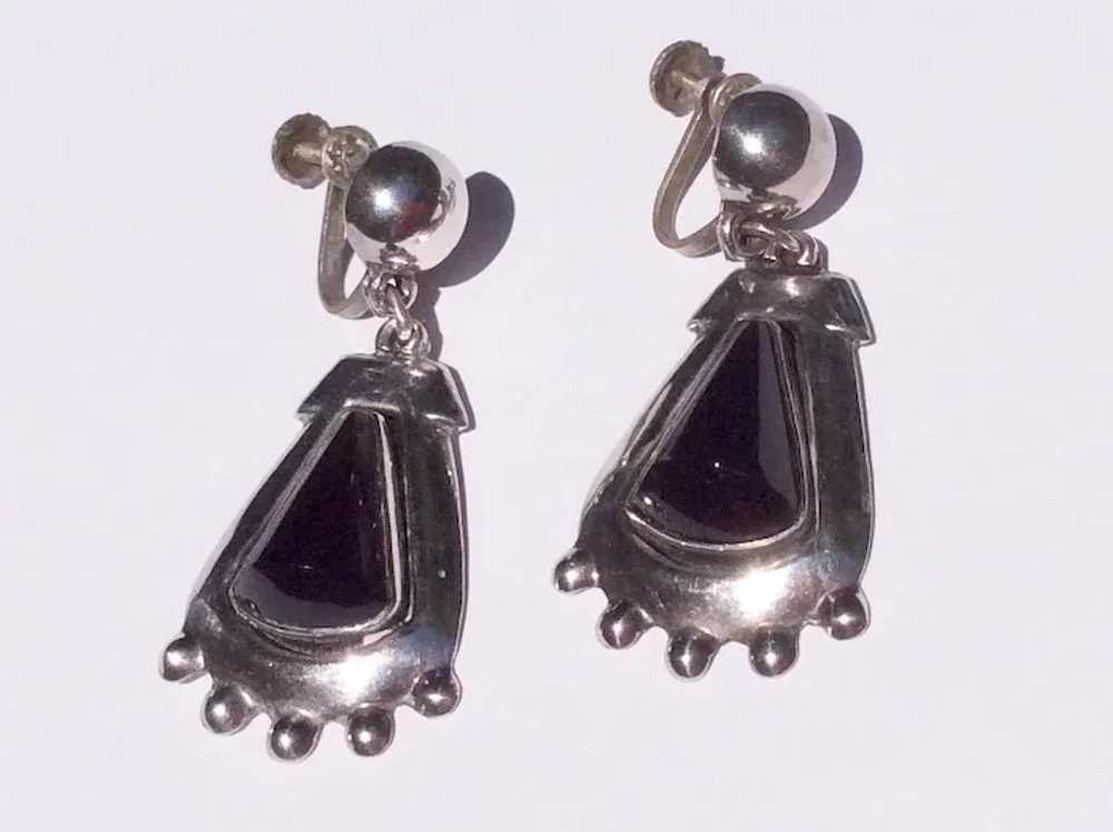 Sterling Black Onyx Dangle Earrings - image 5