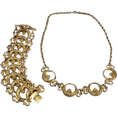 12K Gold Filled Necklace & Bracelet Antique Victor