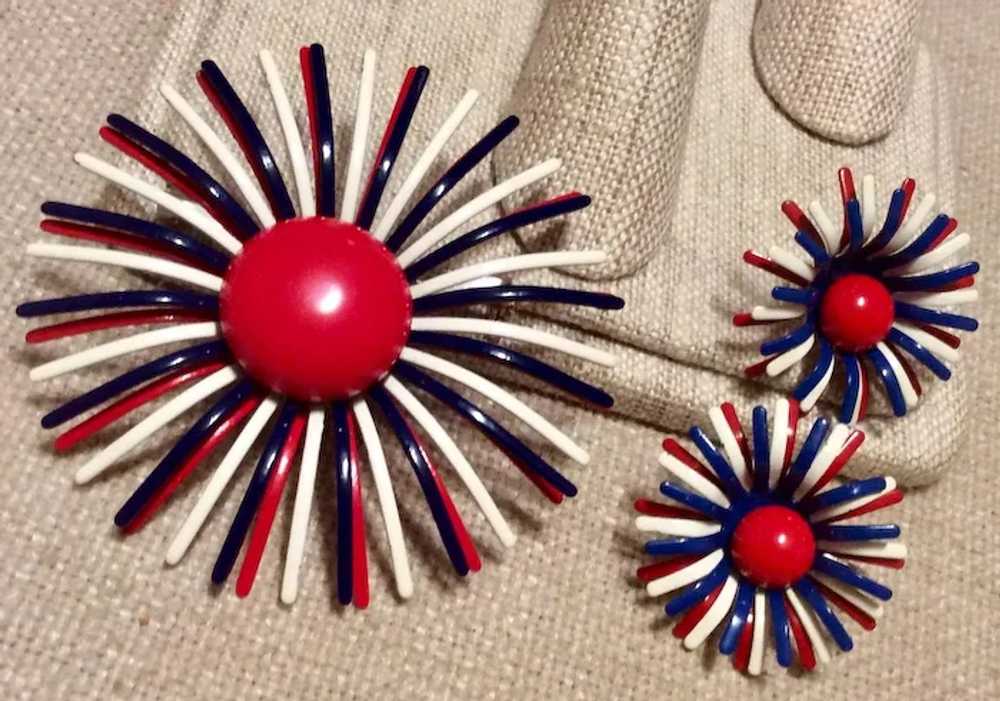 Red White Blue Brooch & Earring - image 2