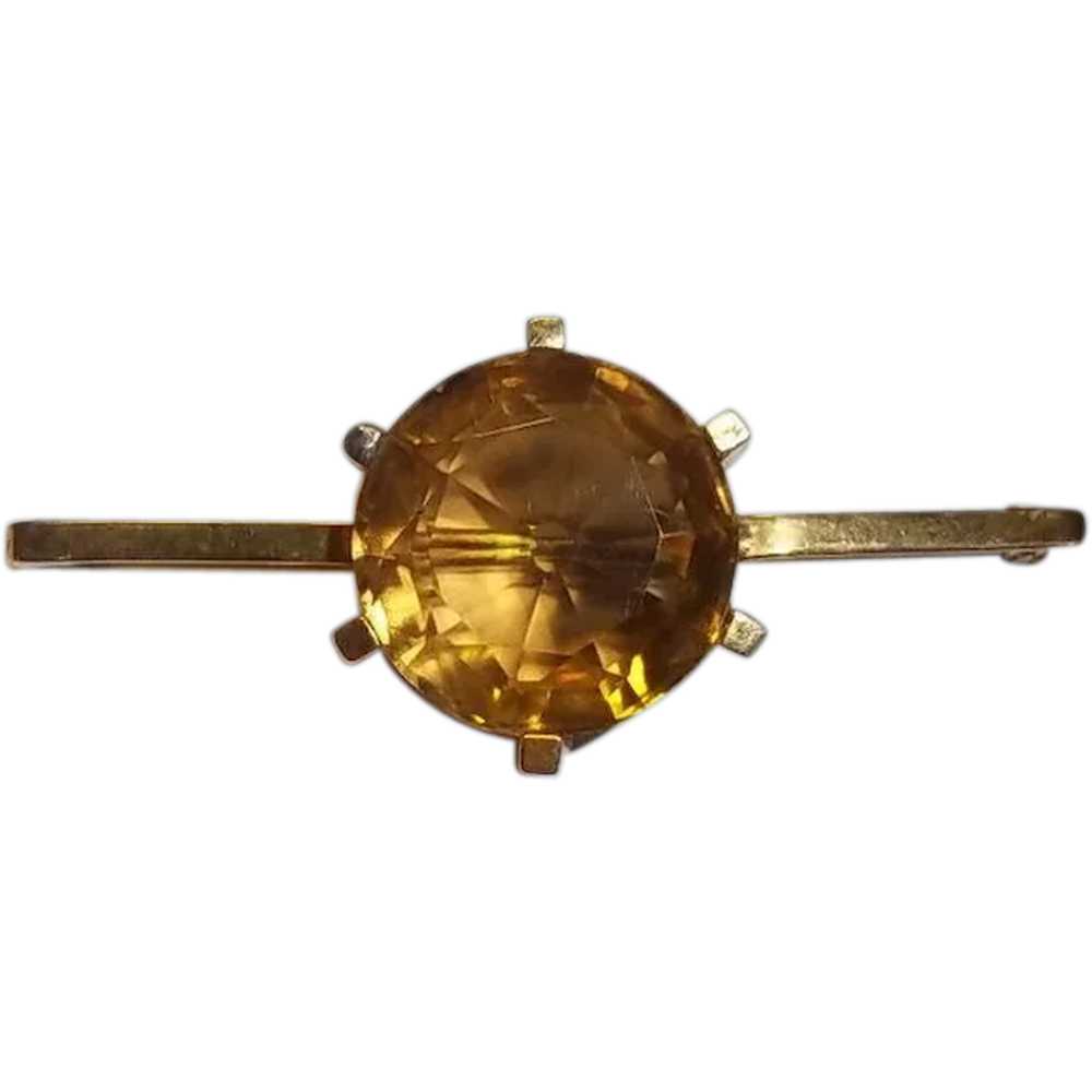 Antique 9 Ct Yellow Gold and 9 Carat Citrine Bar … - image 1