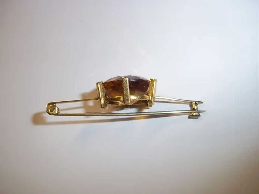 Antique 9 Ct Yellow Gold and 9 Carat Citrine Bar … - image 2