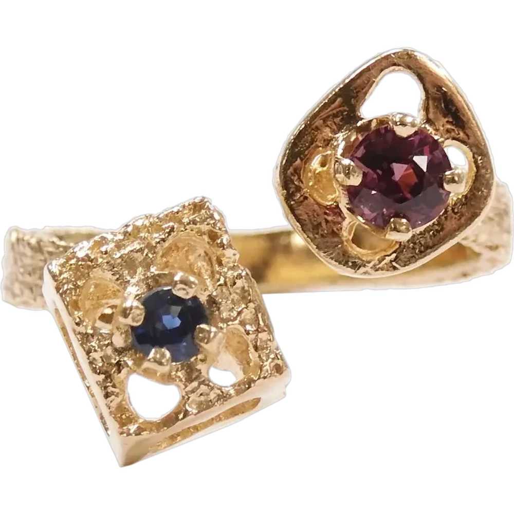 Vintage Modernist Ruby and Sapphire .42 ctw Toi E… - image 1