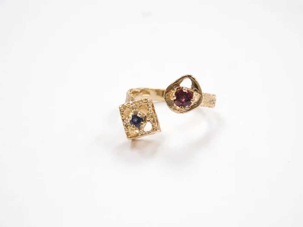 Vintage Modernist Ruby and Sapphire .42 ctw Toi E… - image 2