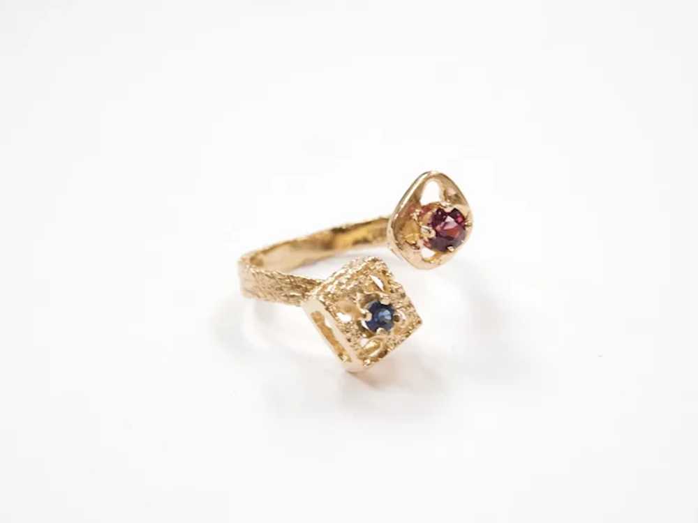 Vintage Modernist Ruby and Sapphire .42 ctw Toi E… - image 3