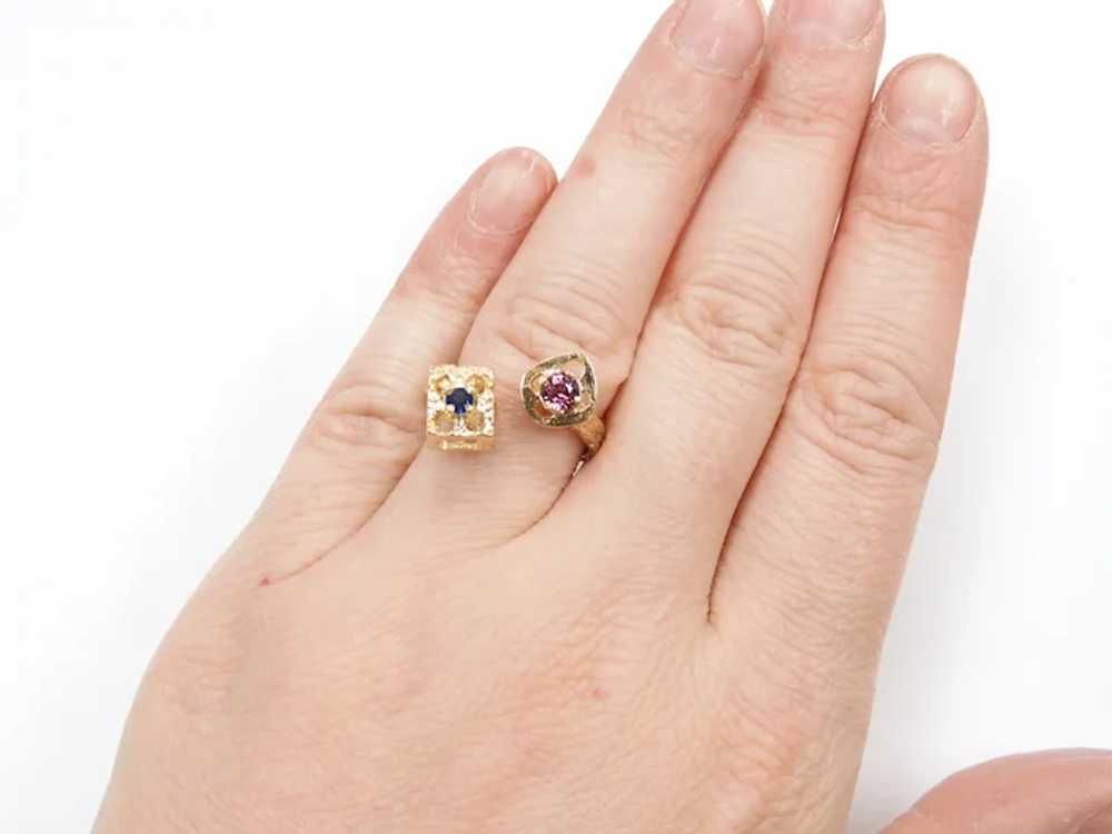 Vintage Modernist Ruby and Sapphire .42 ctw Toi E… - image 7