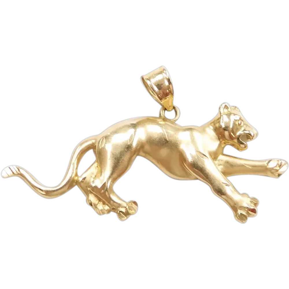 Wild Cat Charm / Pendant 14k Yellow Gold - image 1