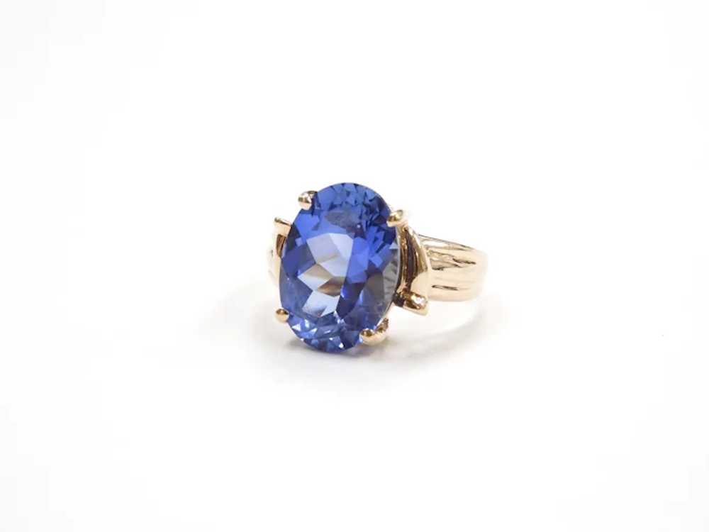 Sapphire 6.89 Carat Solitaire Ring 10k Yellow Gold - image 3
