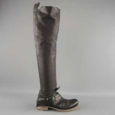 Ma+ M.A.+ Black Leather Thigh High Ankle Strip Bik