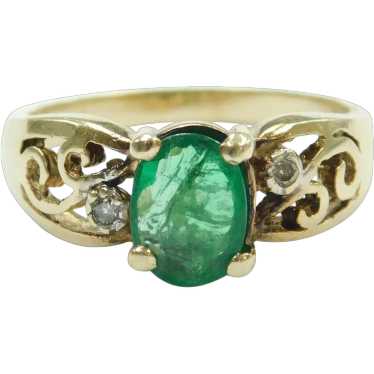 Natural Emerald and Diamond 1.23 ctw Ornate Swirl… - image 1