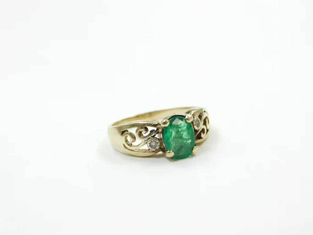 Natural Emerald and Diamond 1.23 ctw Ornate Swirl… - image 2