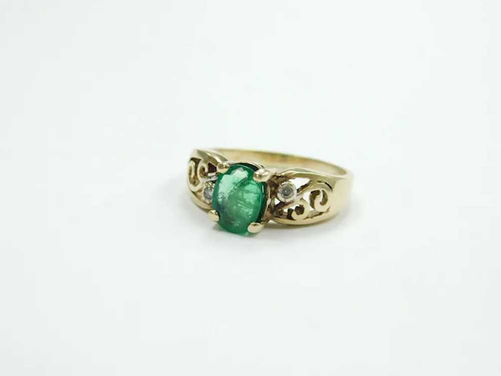 Natural Emerald and Diamond 1.23 ctw Ornate Swirl… - image 3