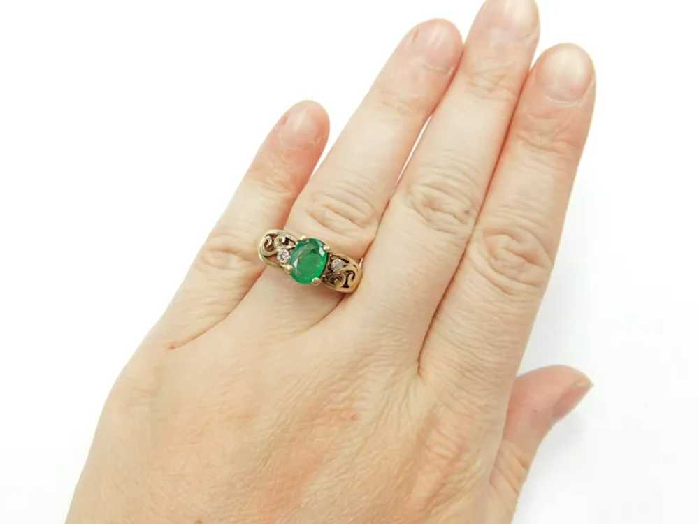 Natural Emerald and Diamond 1.23 ctw Ornate Swirl… - image 7