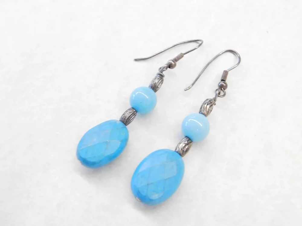 Sterling Silver Turquoise and Amazonite Earrings - image 2