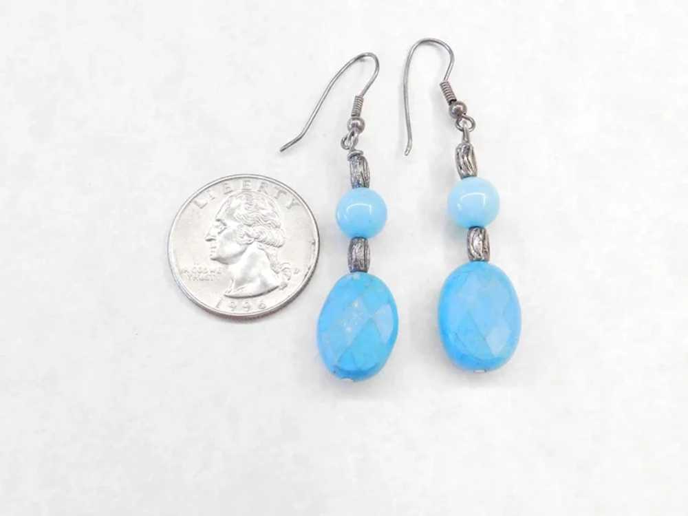 Sterling Silver Turquoise and Amazonite Earrings - image 3