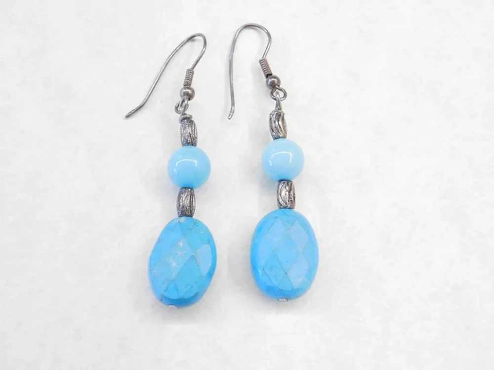 Sterling Silver Turquoise and Amazonite Earrings - image 4