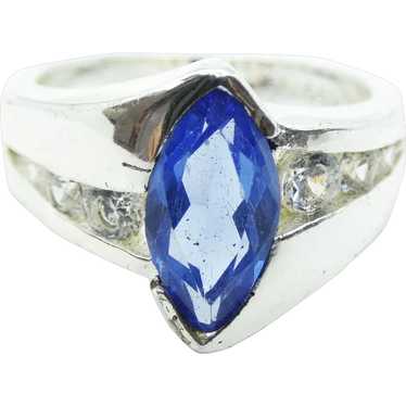 Sterling Silver Imitation Sapphire Ring - image 1