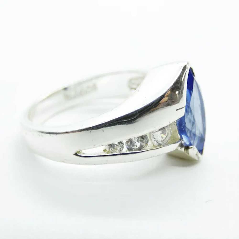 Sterling Silver Imitation Sapphire Ring - image 2