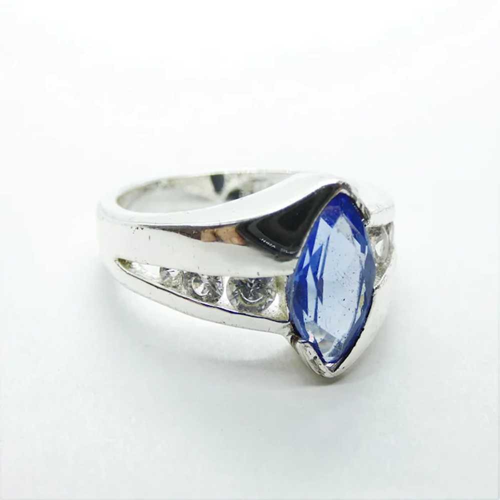 Sterling Silver Imitation Sapphire Ring - image 3