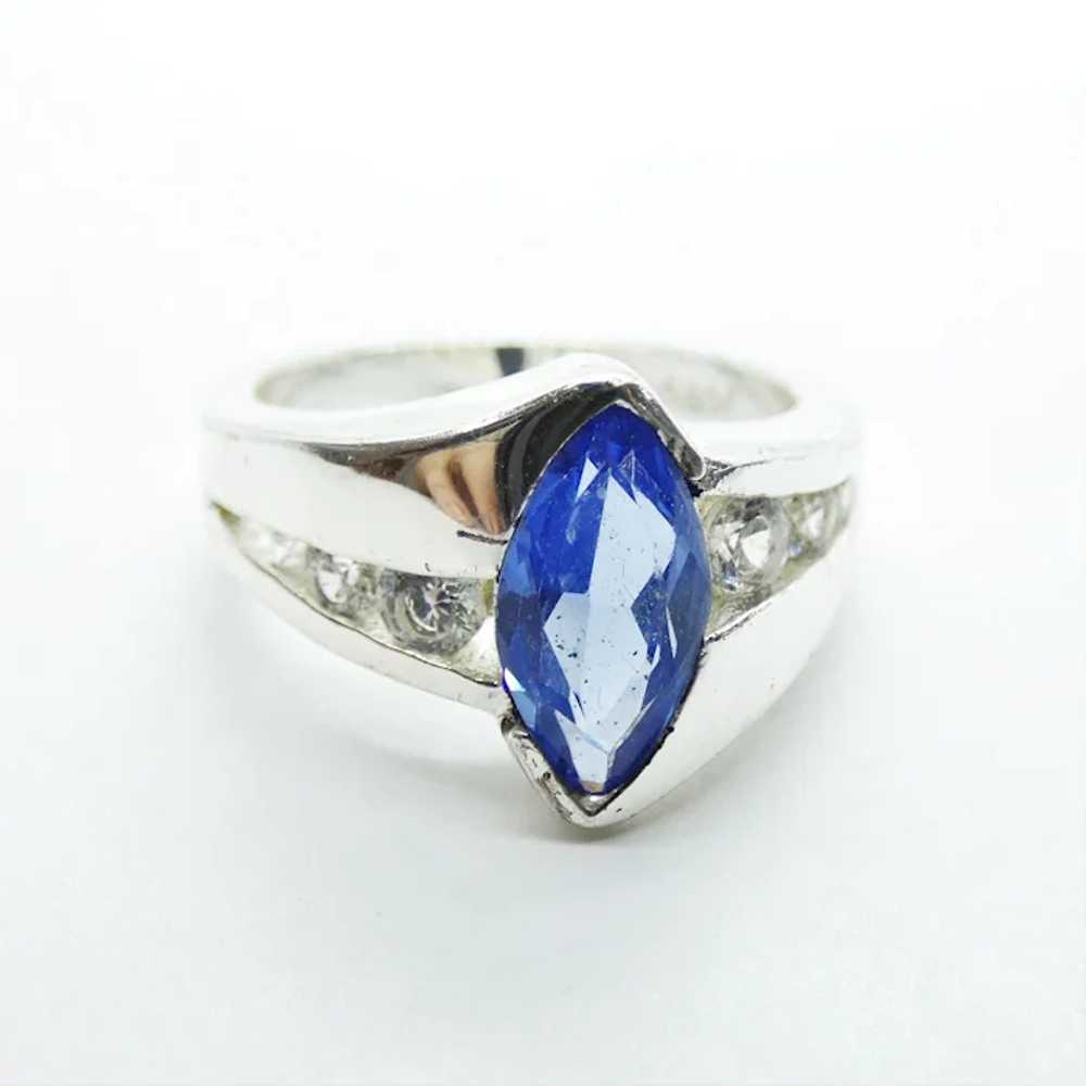 Sterling Silver Imitation Sapphire Ring - image 4