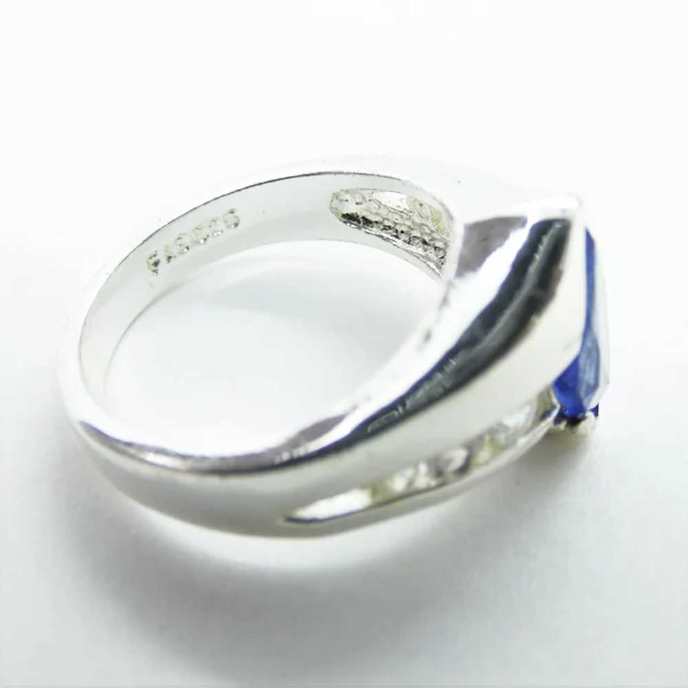 Sterling Silver Imitation Sapphire Ring - image 6