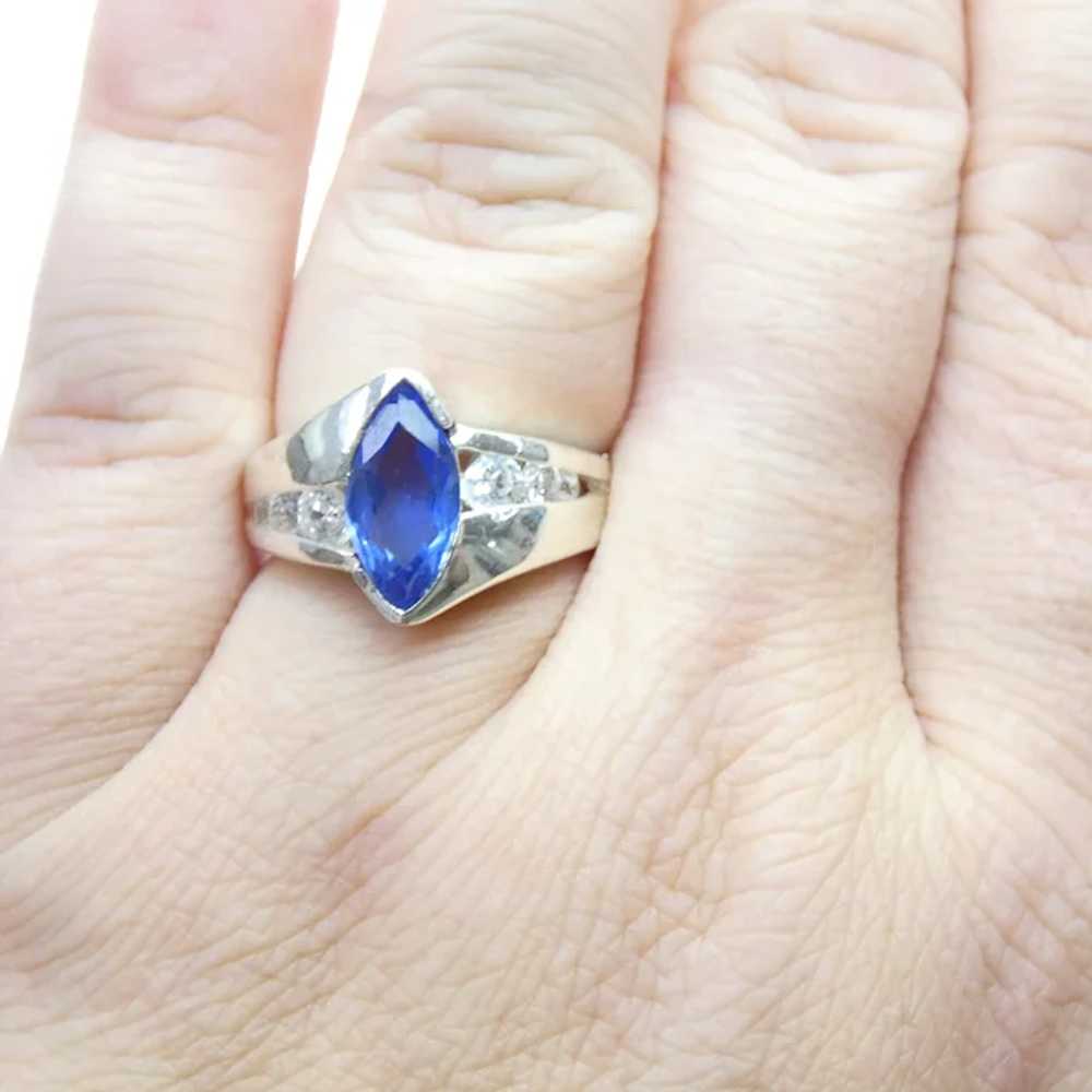 Sterling Silver Imitation Sapphire Ring - image 7