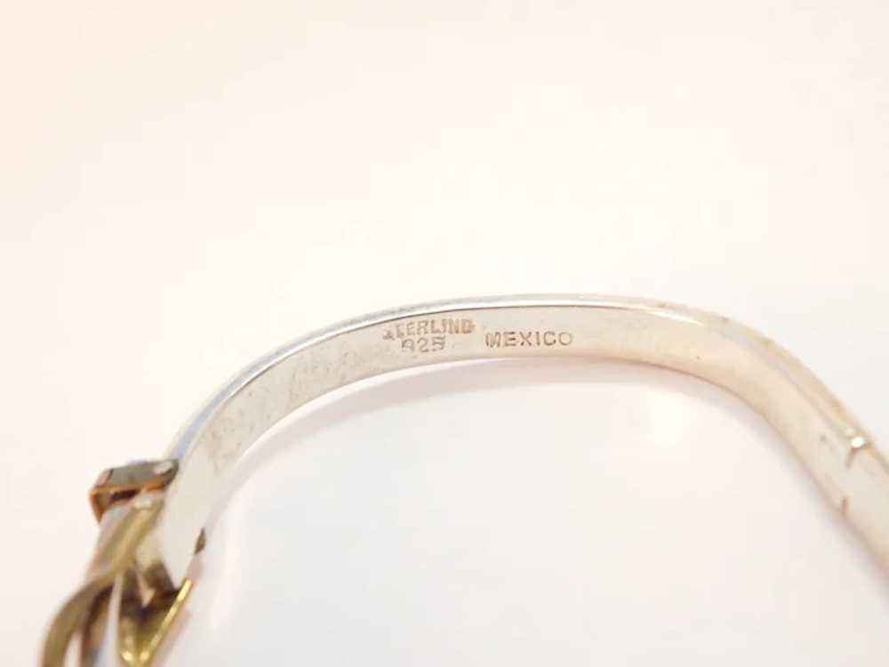 Vintage Mexico Sterling Silver Buckle Bangle Brac… - image 5