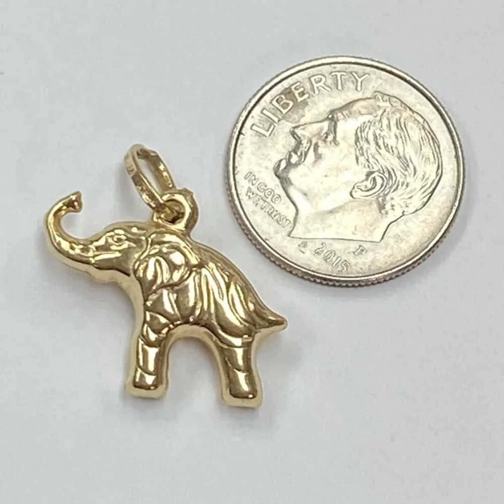 Lucky Elephant Vintage Charm 14K Gold Three-Dimen… - image 2