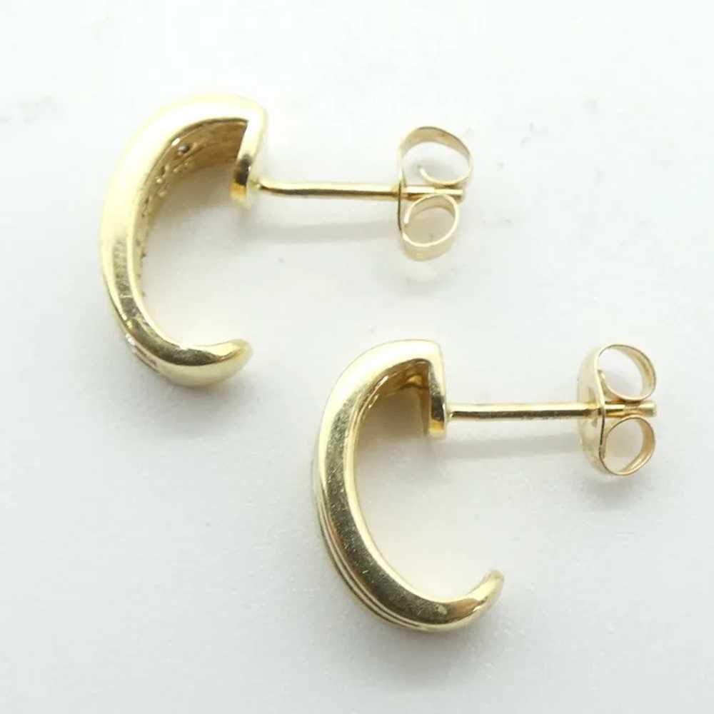Diamond .10 ctw Half Hoop Earrings 14k Gold Two-T… - image 2