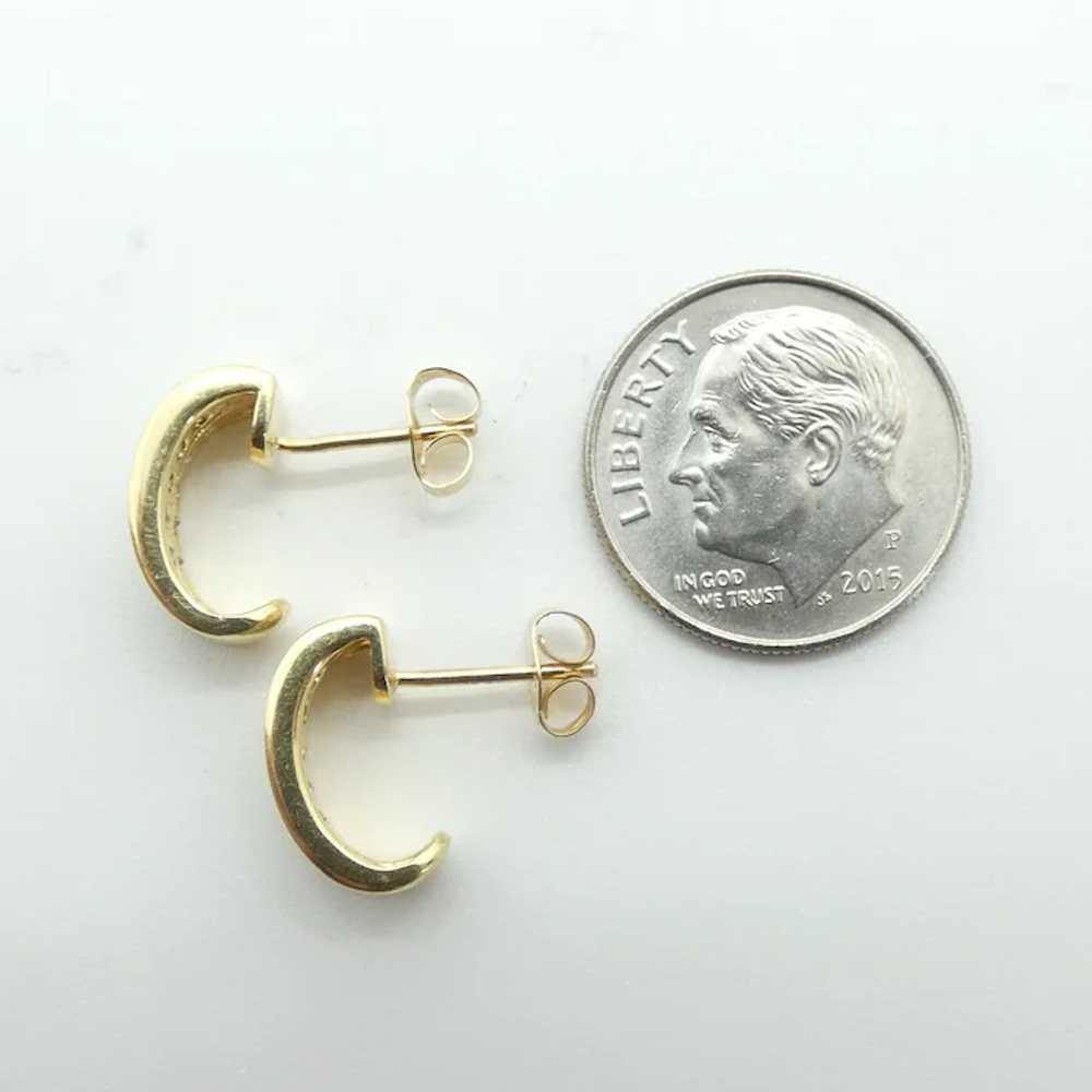 Diamond .10 ctw Half Hoop Earrings 14k Gold Two-T… - image 3