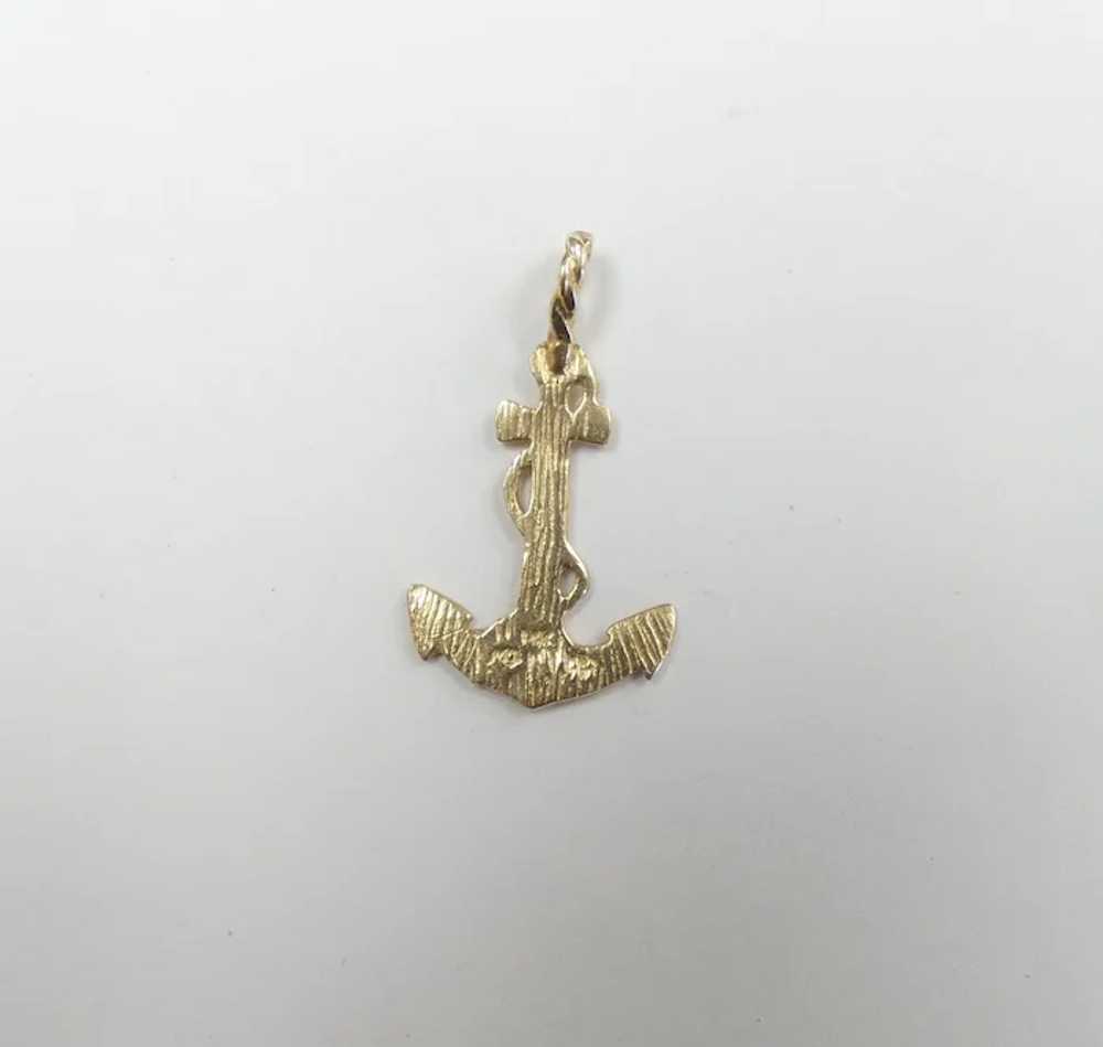 Nautical Anchor Pendant / Charm 14k Yellow Gold - image 2