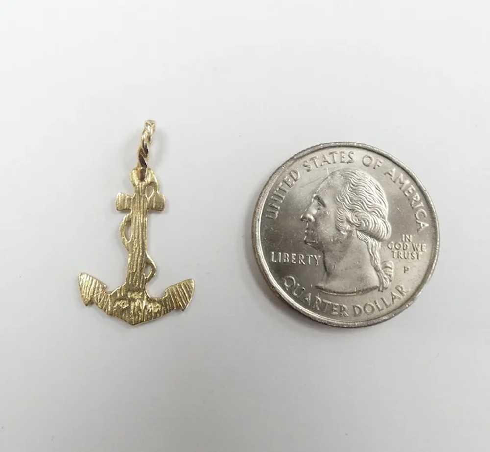 Nautical Anchor Pendant / Charm 14k Yellow Gold - image 3