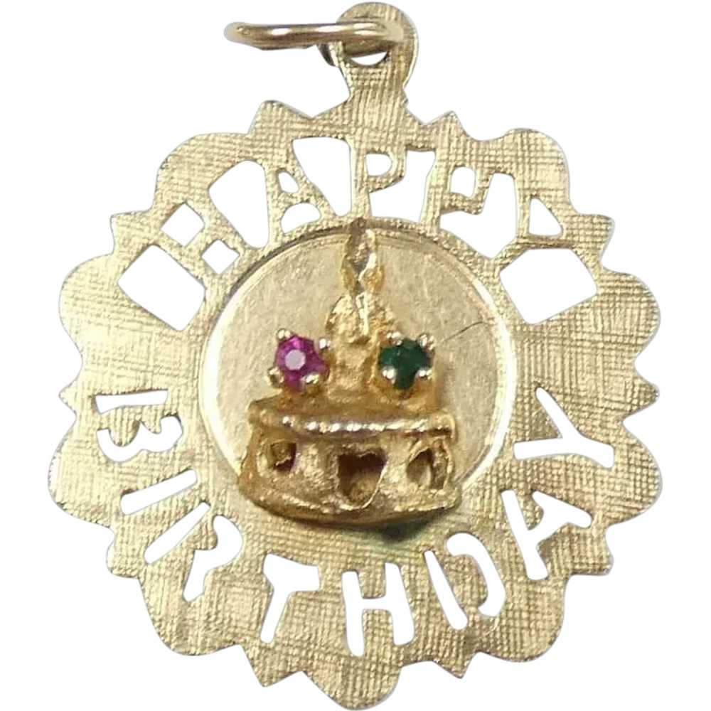 Happy Birthday - Birthday Cake Pendant / Charm 14… - image 1
