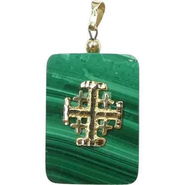 Striking Malachite Pendant 14K Yellow Gold