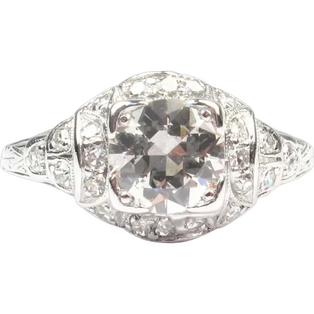 Platinum Edwardian 1.20 ctw Diamond Antique Engag… - image 1