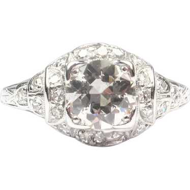 Platinum Edwardian 1.20 ctw Diamond Antique Engag… - image 1