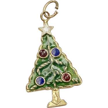 Christmas Tree Vintage Charm 14K Gold Colorful Ena