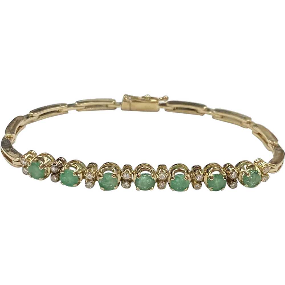 Natural Emerald and Diamond Bracelet 2.15 Carats … - image 1