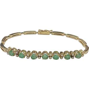 Natural Emerald and Diamond Bracelet 2.15 Carats … - image 1