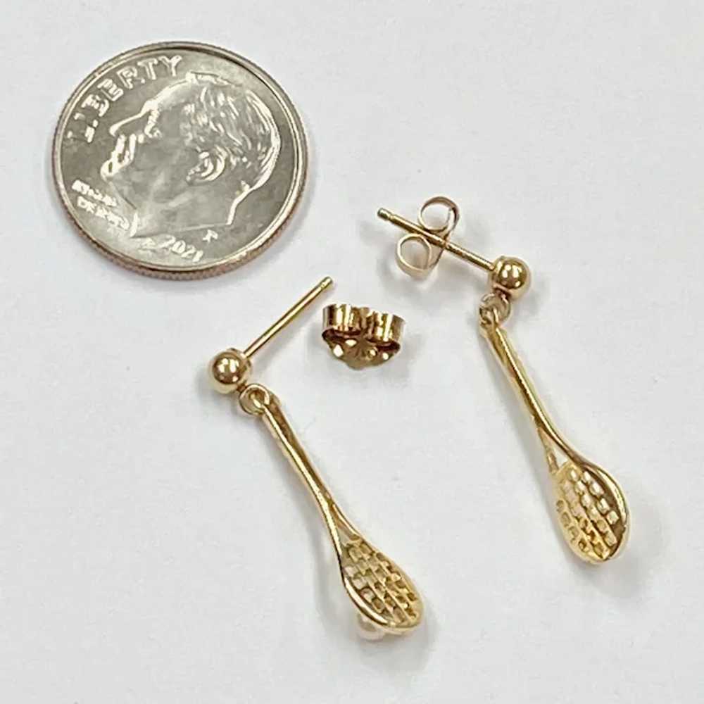 Tennis Racket Vintage Dangle Earrings Cultured Pe… - image 2
