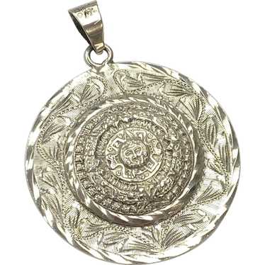 HUGE Reversible Pendant Mayan Calendar / Flower T… - image 1