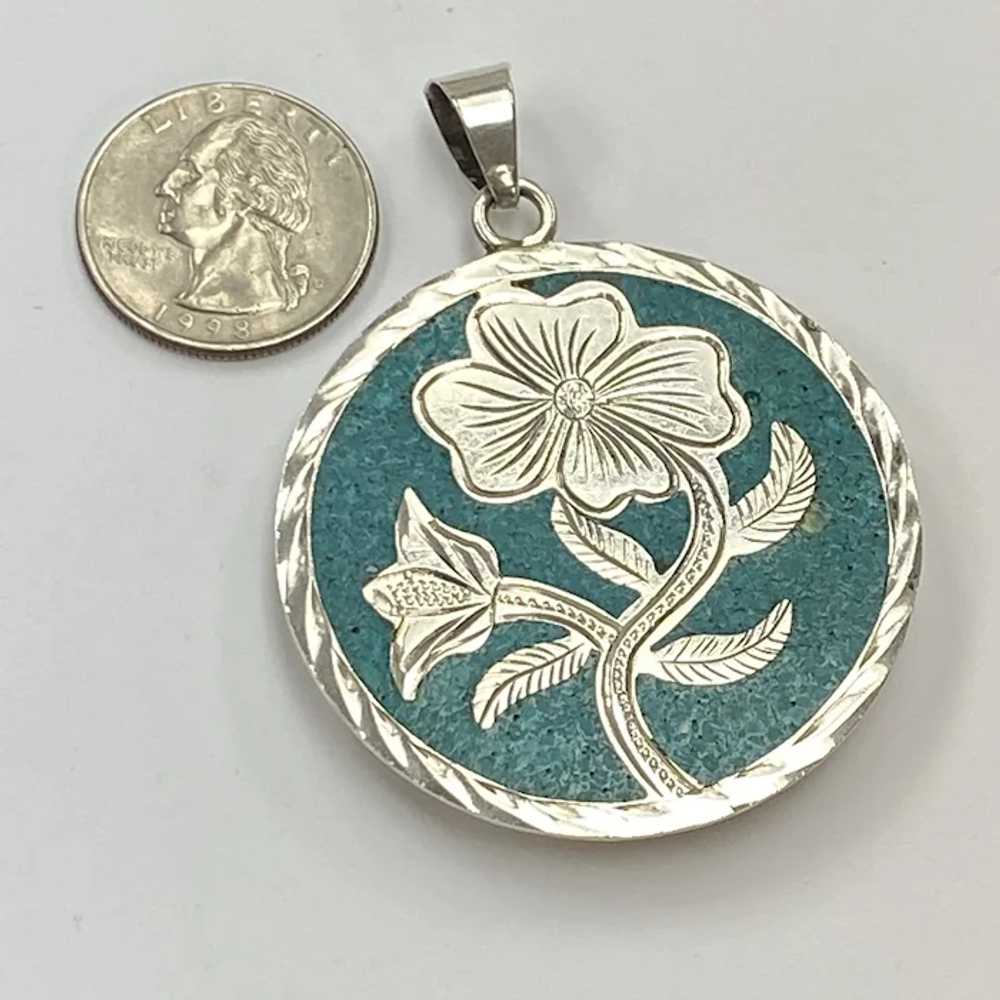 HUGE Reversible Pendant Mayan Calendar / Flower T… - image 2