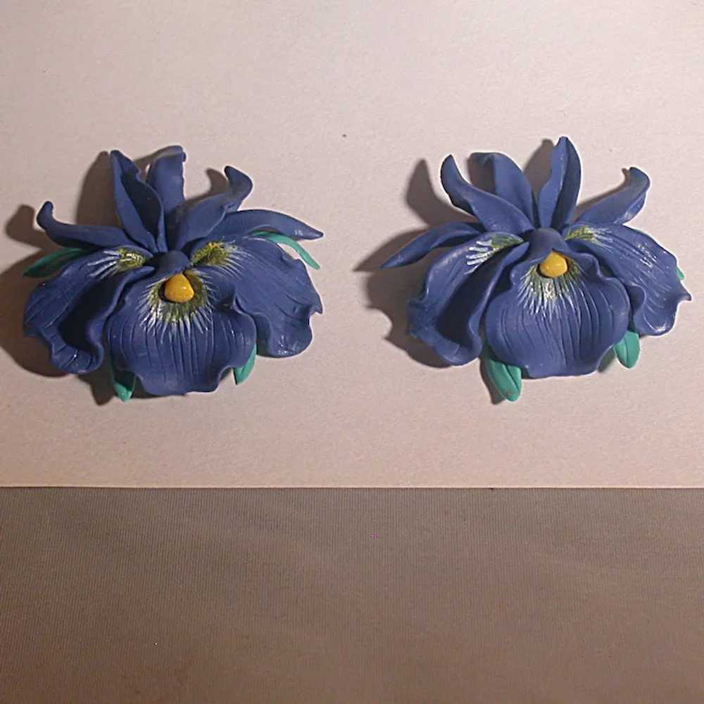 Large Orchid Pin and Earrings, Vintage 1980s, Han… - image 4
