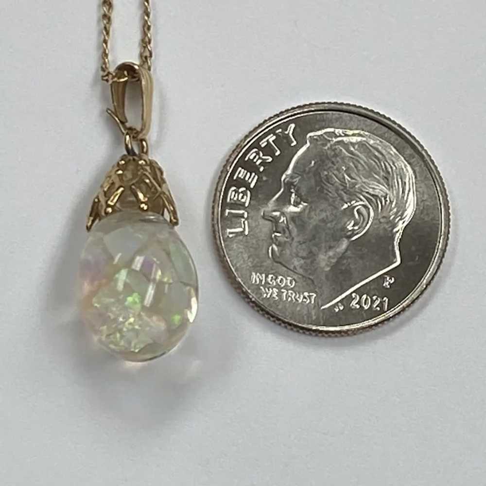 Floating Opal Vintage Pendant Necklace 14K Gold - image 4