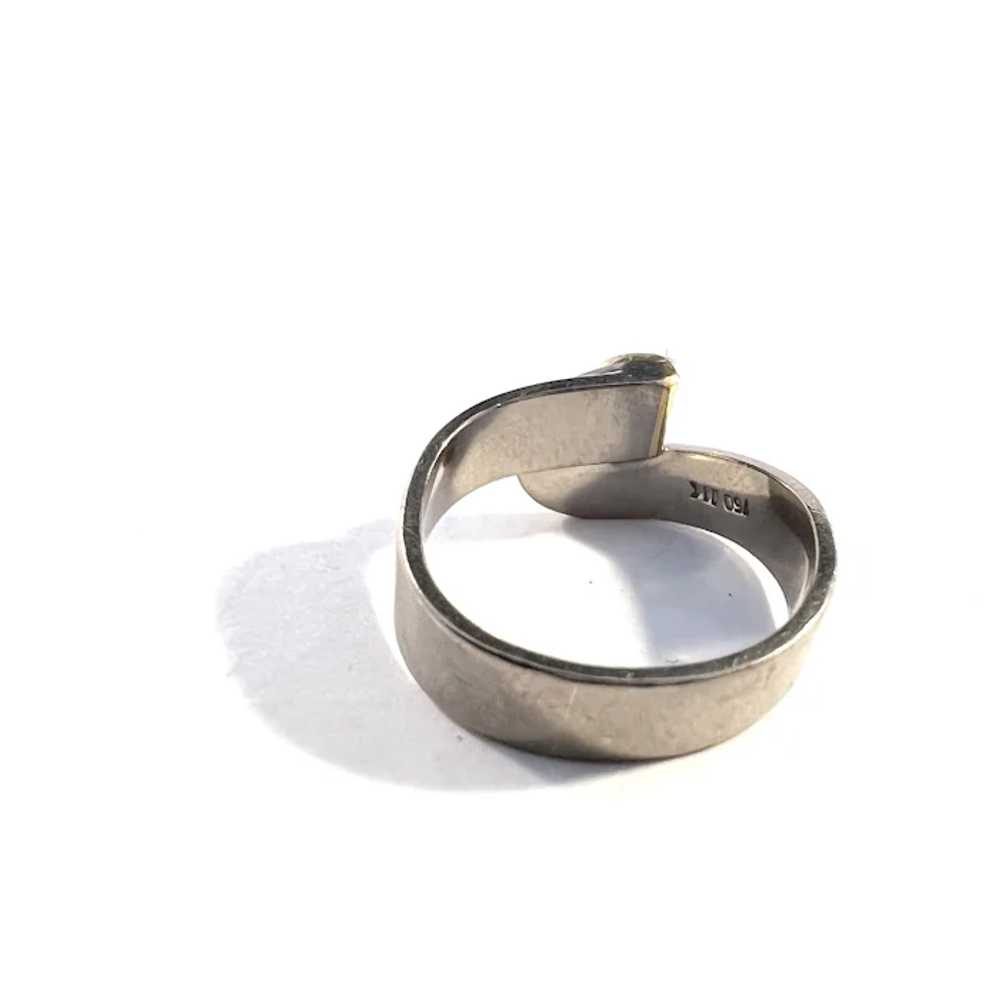 Vintage Modernist 18k White and Yellow Gold Ring.… - image 3