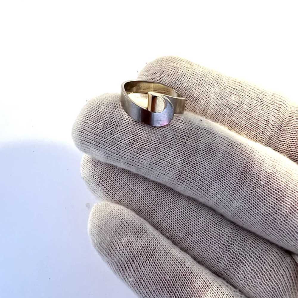 Vintage Modernist 18k White and Yellow Gold Ring.… - image 6