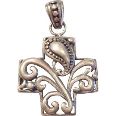 Ornate Vintage Cross Pendant Sterling Silver