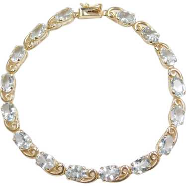 7 1/4" 12.00 ctw Aquamarine Swirl Bracelet 14k Gol