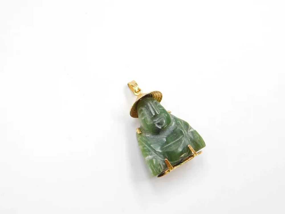 18k Gold Jade Buddha Charm Happiness Kanji - image 2